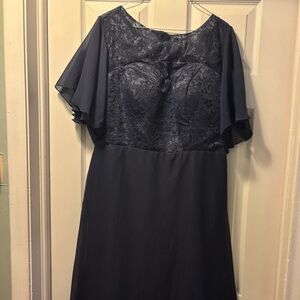 Tea Length Navy Dress